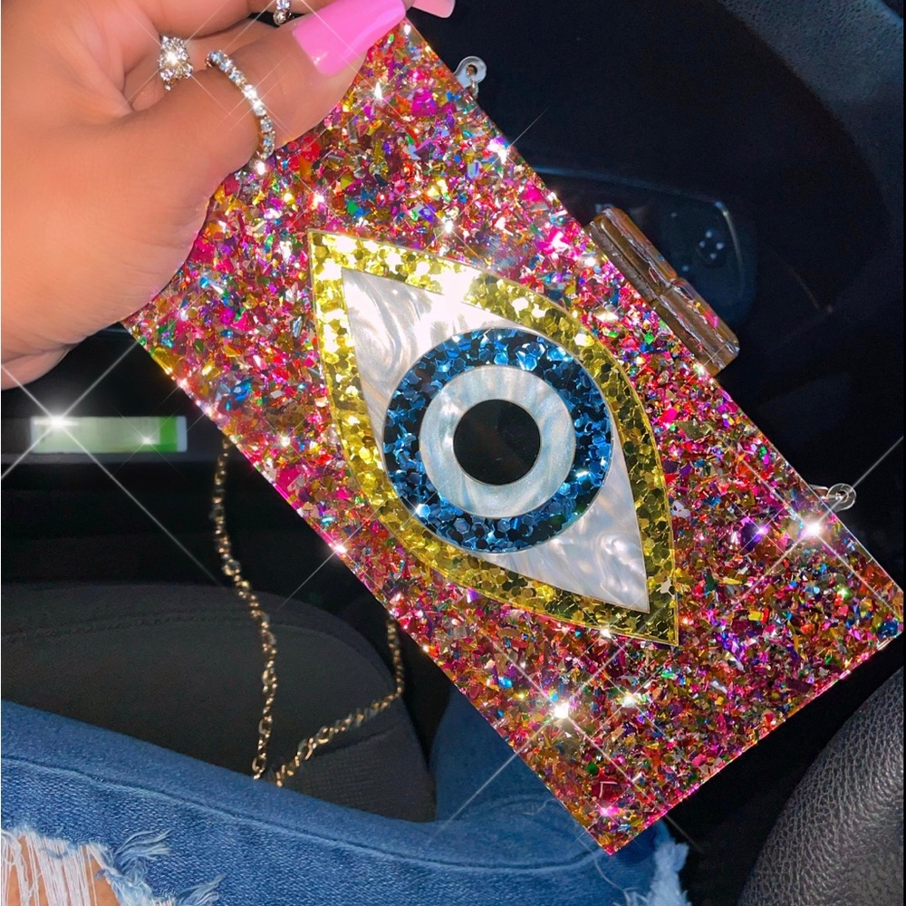 New Evil Eye Resin Shoulder Clutch